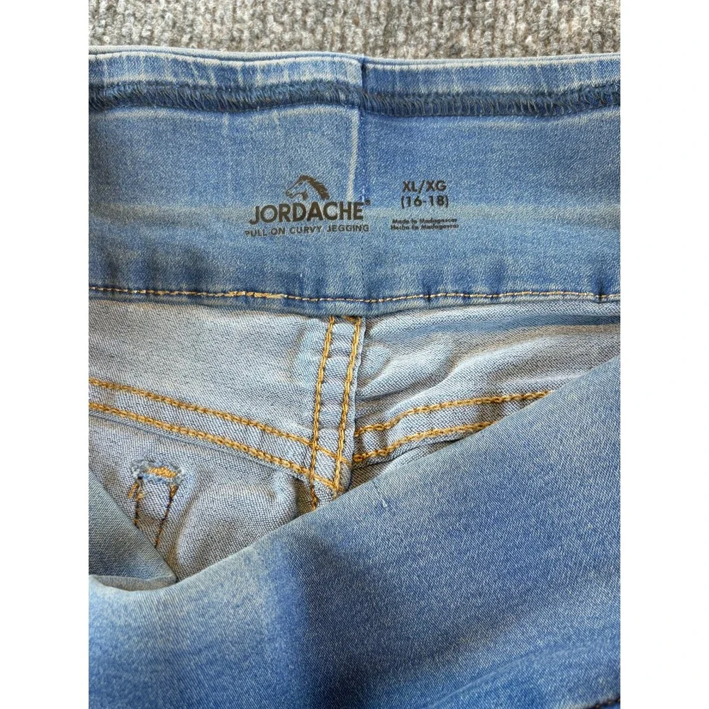Jordache Pull On Curvy Jeggings Light Wash Denim Cropped Pants XL 16-18